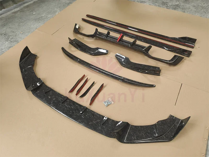 Forged Carbon Fiber Front Bumper Edge Rear Diffuser Side Skirt Rear Spoiler Blade for B X4M F98 X3M F97 Body Kit