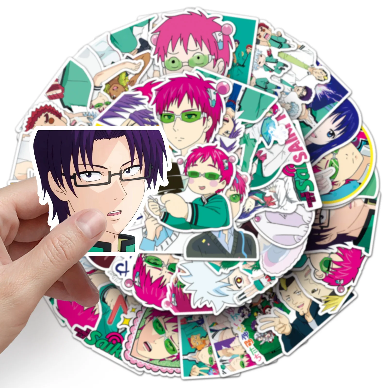 10/30/50PCS Anime The Disastrous Life of Saiki K Sticker Cartoon Cute Graffiti Decorative Skateboard Phone Case Waterproof Decal