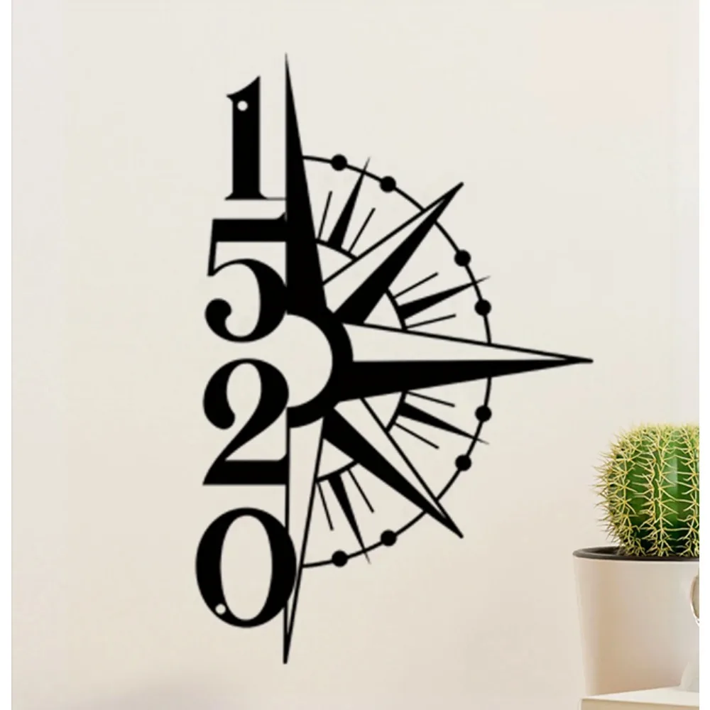 

Одинарная винтажная металлическая дверная табличка на заказ с компасом - большая вертикальная адресная табличка для наружного декора стен двора Eas