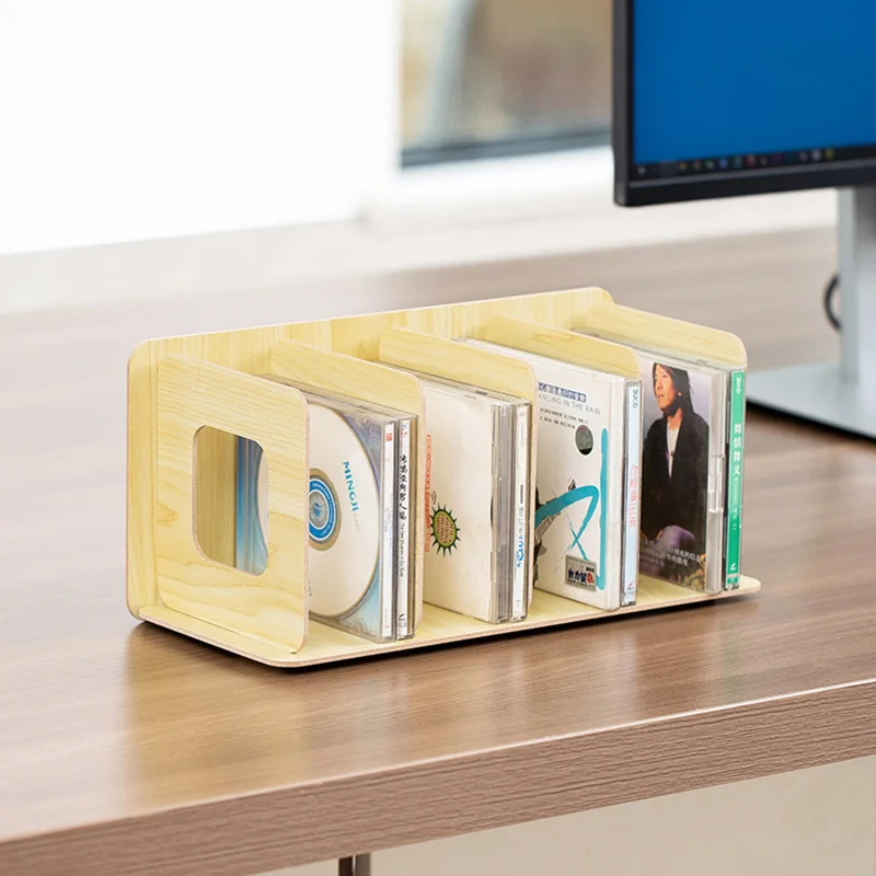 Cd Rek Hout Ontvangst Creatieve Display Rack Dvd Film Rack Cd Kast Opbergdoos Bureau Thuis Organisator Woonkamer Opslag
