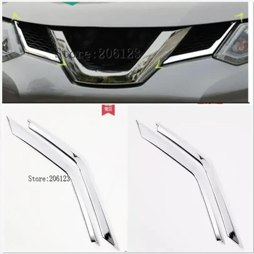

For Nissan X-trail xtrail T32/Rogue 2014 2015 2016 ABS chrome trim Front upper Grid Grill Grille license plate Stick frame 2pcs