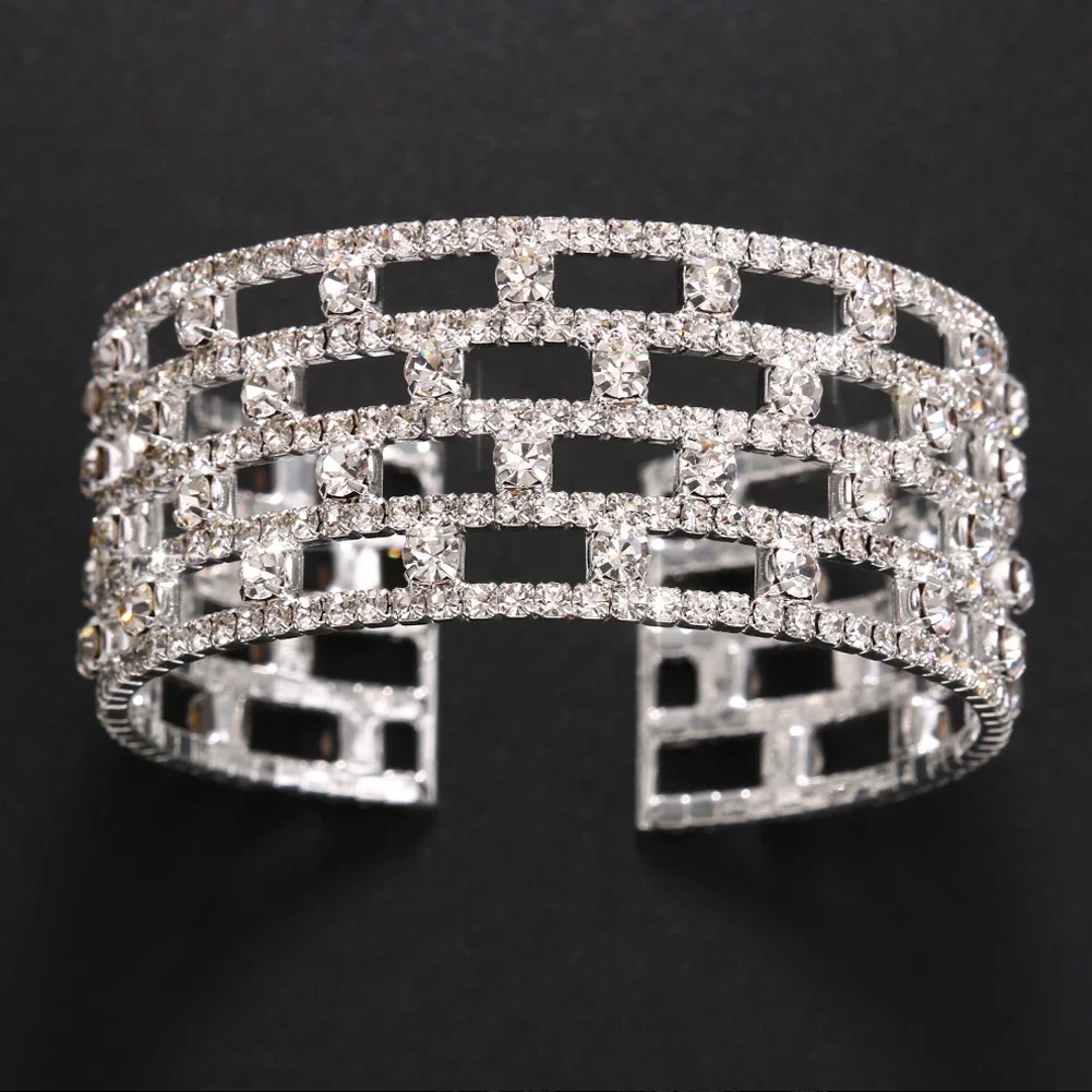 Fashion Crystal Bangle Bracelet for Women Hand Jewelry Bridal Bracelets for Wedding Elegant 2022 Trending Rhinestone Jewellery