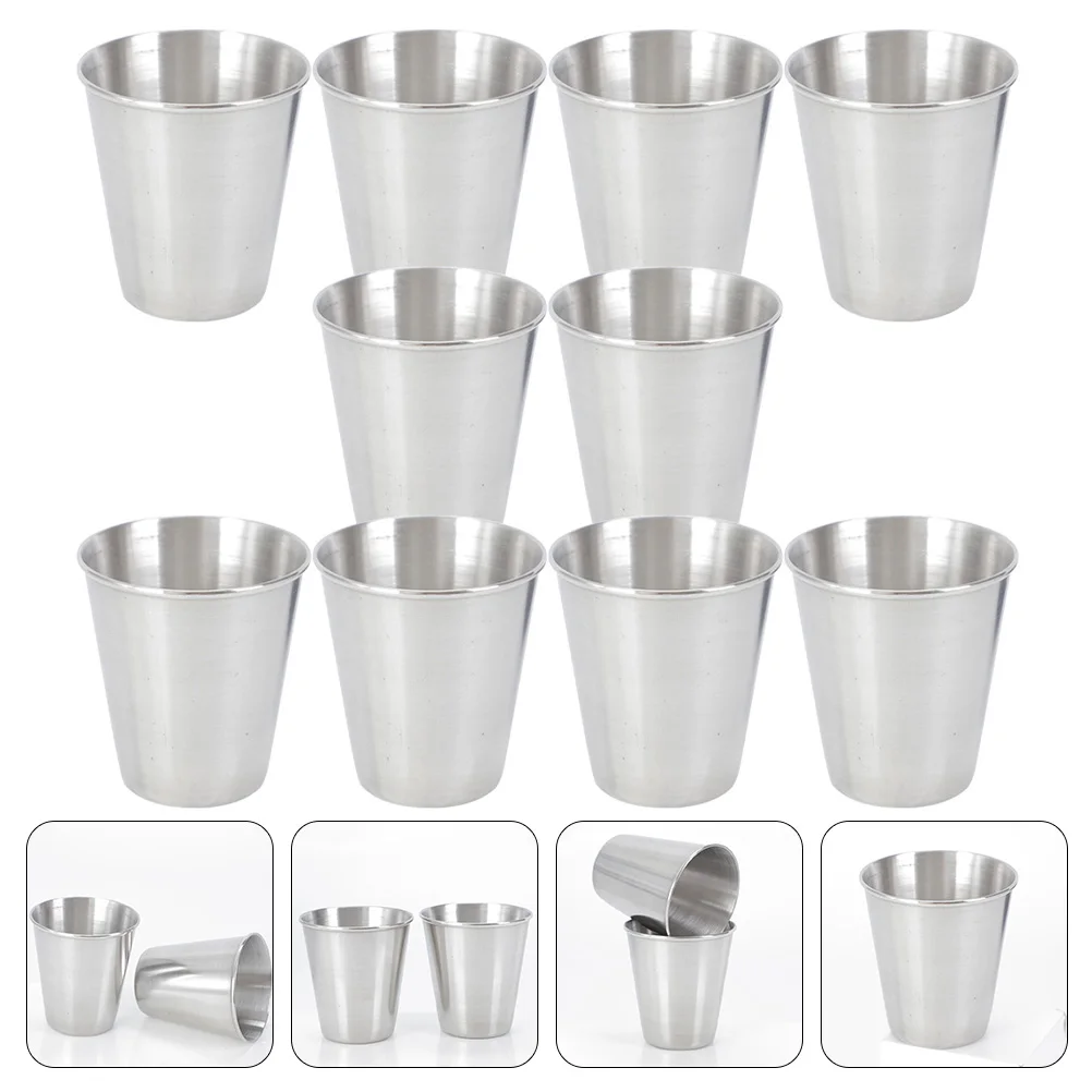 

10 Pcs Glass Stainless Steel Cup Child Cups for Party Travel Multifunctional
