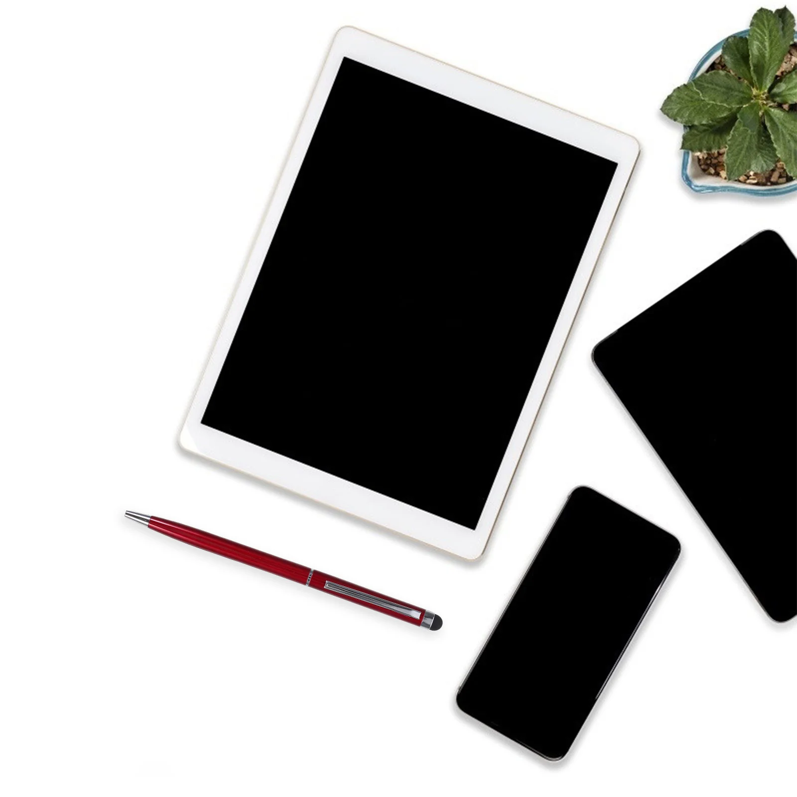 

Dark Red 2-in-1 Universal Capacitive Stylus Pen for Smartphone Smooth Silicone Tip Dual Function Ballpoint Writing