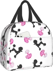 Pink Poodles And Bows Portable Insulated Lunch Bag For Women Men Cooler Tote Box For Travel Work