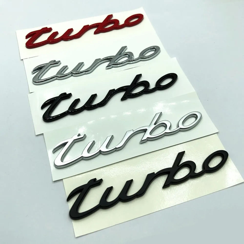 

New 1Pcs Chrome Turbo ABS Plastic Sticker Badge Decals Racing Emblem Fit For Porsche Auto Car Trunk Lid