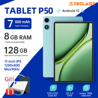 Teclast P50 Tablets 11-inch 90Hz 8GB RAM 128GB ROM Android 15 Unisoc T606 Octa-Core 7000mAh battery WiFi BT5.0 Dual SIM 4G LTE