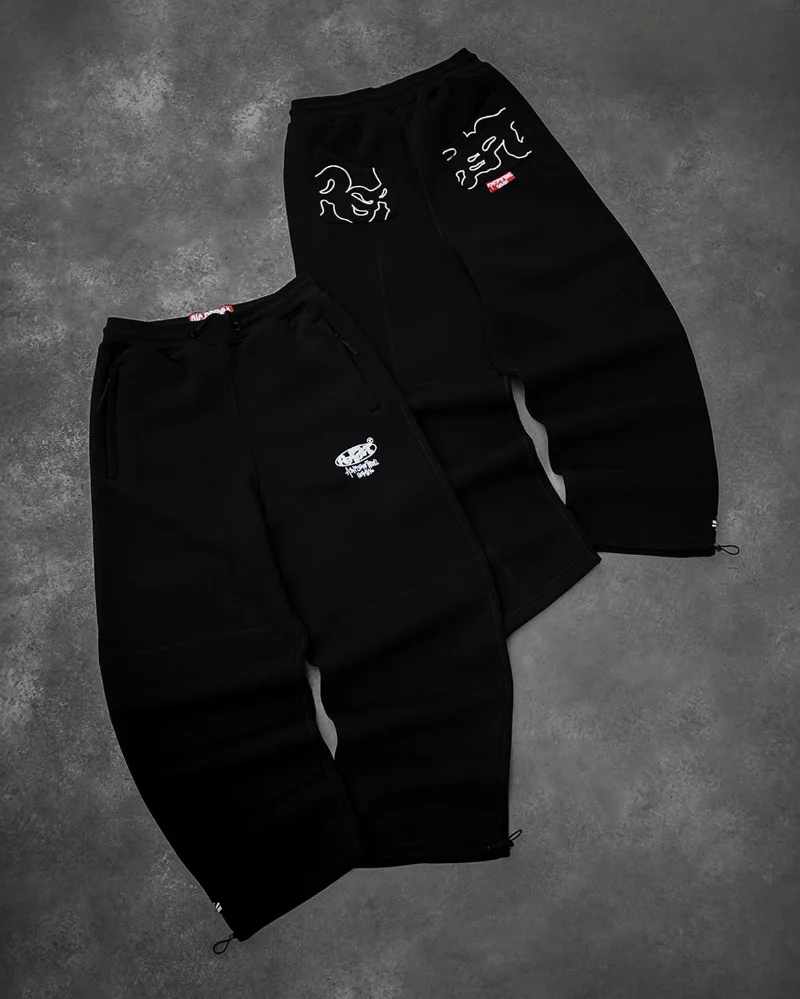 Y2k سراويل رياضية غير رسمية للرجال على الموضة العصرية ملابس هيب هوب ريترو للزوجين سراويل واسعة الساق كبيرة الحجم عالية الخصر #2
