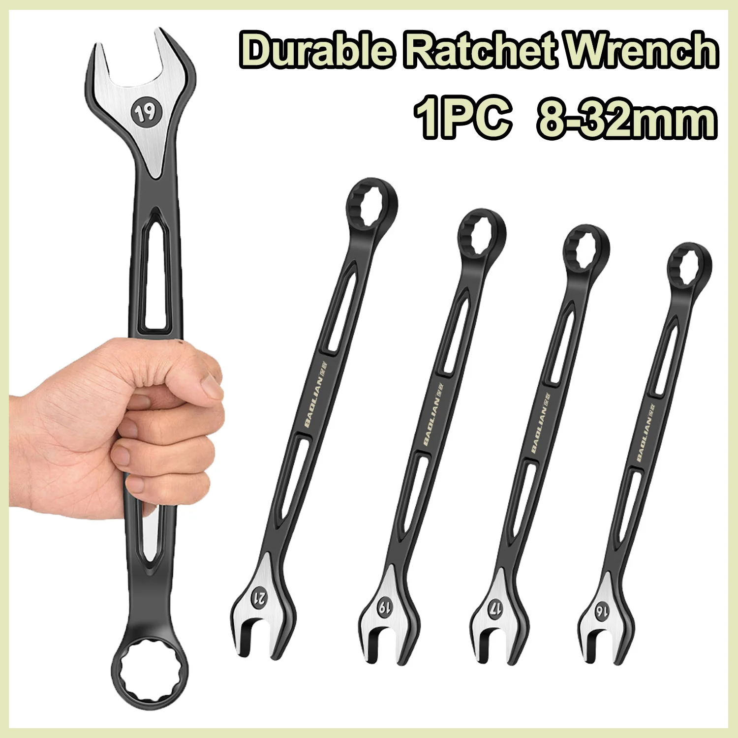 1PCS 8-32mm Durable Ratchet Wrench Universal Double Open Ends Torx Wrench Combination Wrench Fast Spanner for Auto Repair Tools