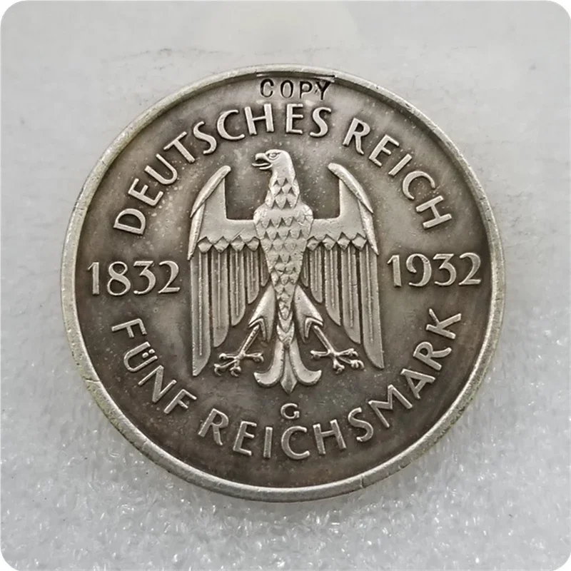 1932G Germany 5 Reichsmark Johann Goethe Coin COPY Challenge Pocket Coins Christmas Gifts