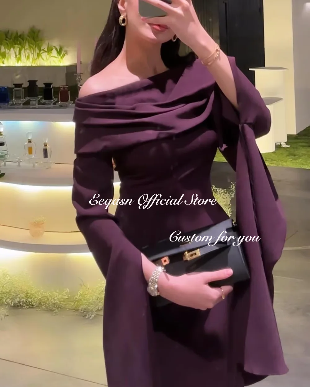 Mermaid Luxury Evening Gown Long Purple Satin Elegant Party Dresses for Wedding Dubai Arabic Robe De Soiree Femmes Customized