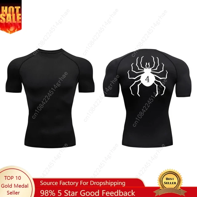 

Anime Hunter x Hunter GYM Compression Tshirts Running Fitness Tight Sportswear Short Sleeve Summer Breathable Sport Spider Top