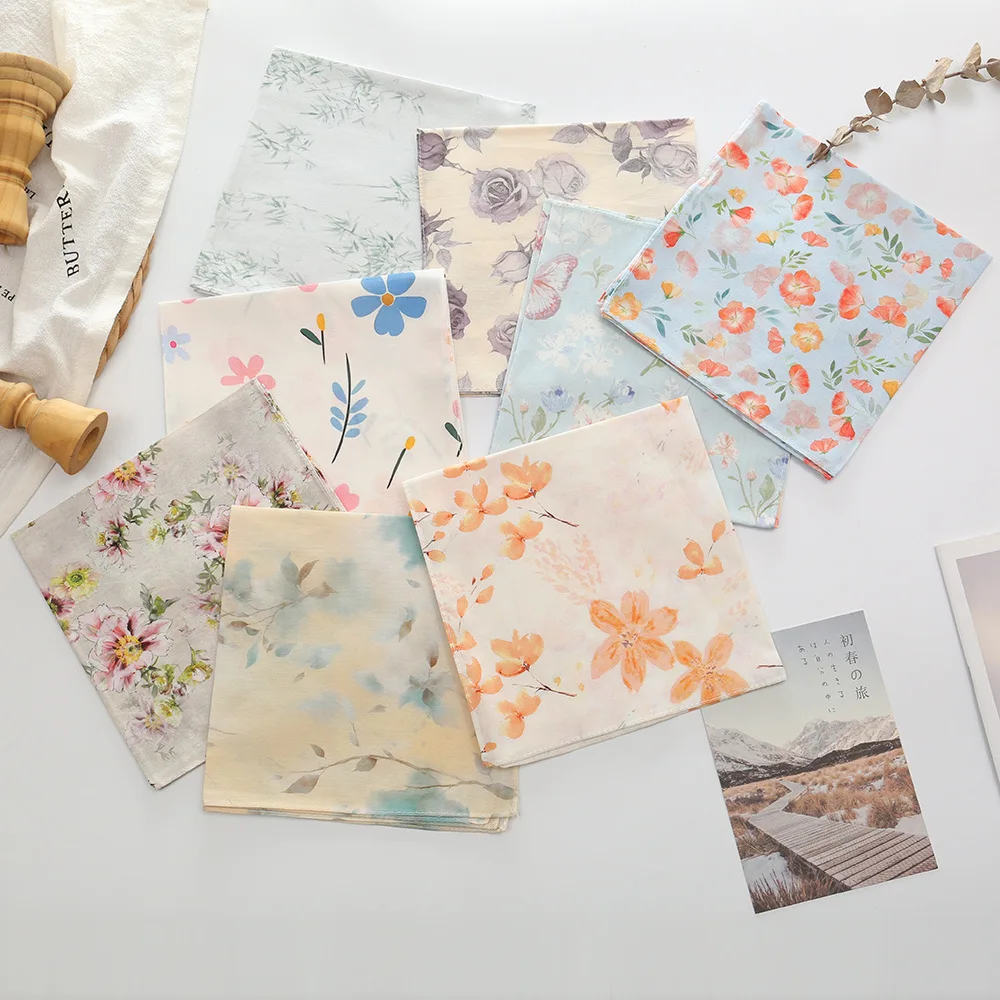 6 pezzi nuovo fazzoletto da donna in puro cotone vecchio stile nostalgico sottile morbido e confortevole asciugamano in cotone 34 * 34 cm