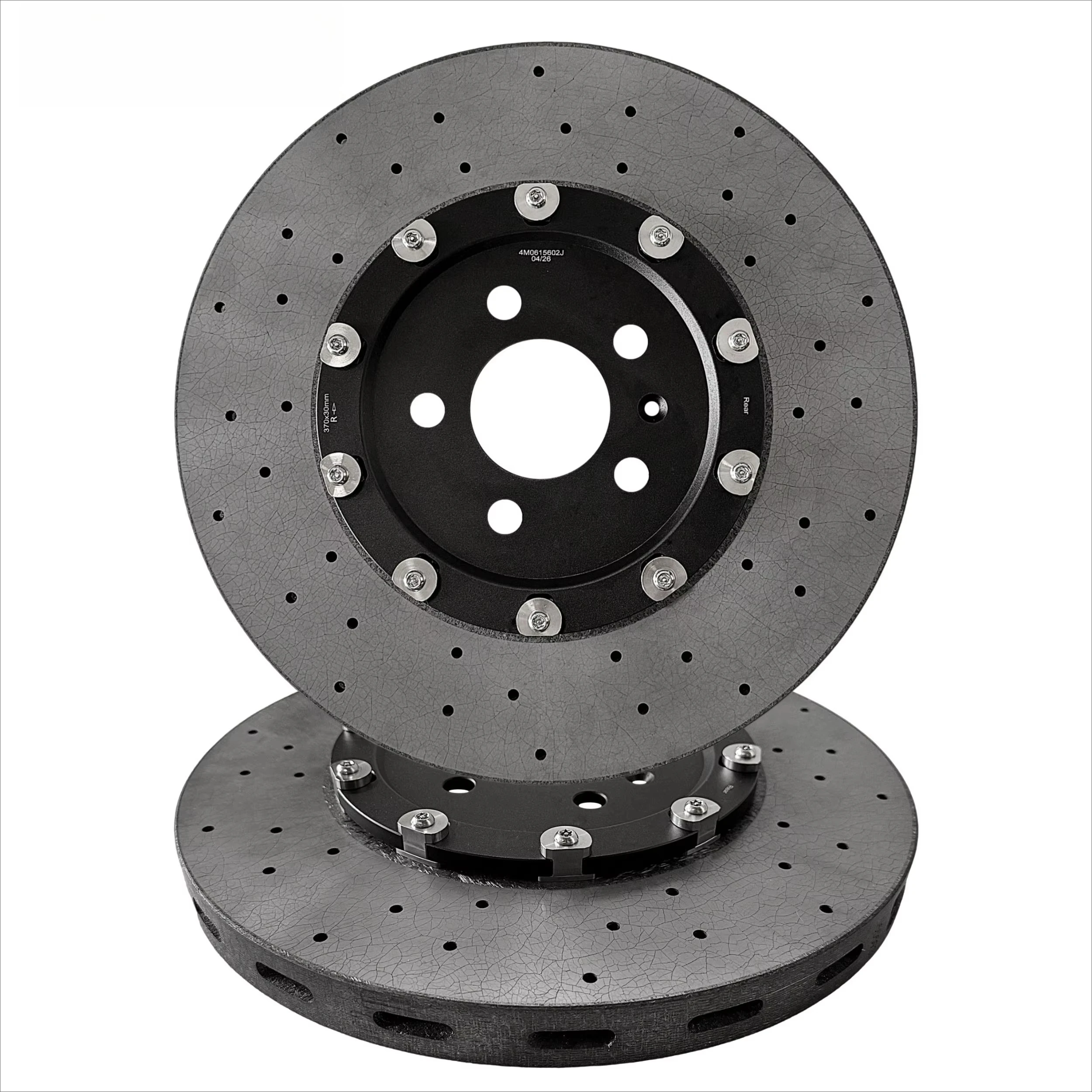 Rear Drilled Carbon‑Ceramic Brake Rotor 370x30MM Aftermarket Performance Replacement Brake Disc