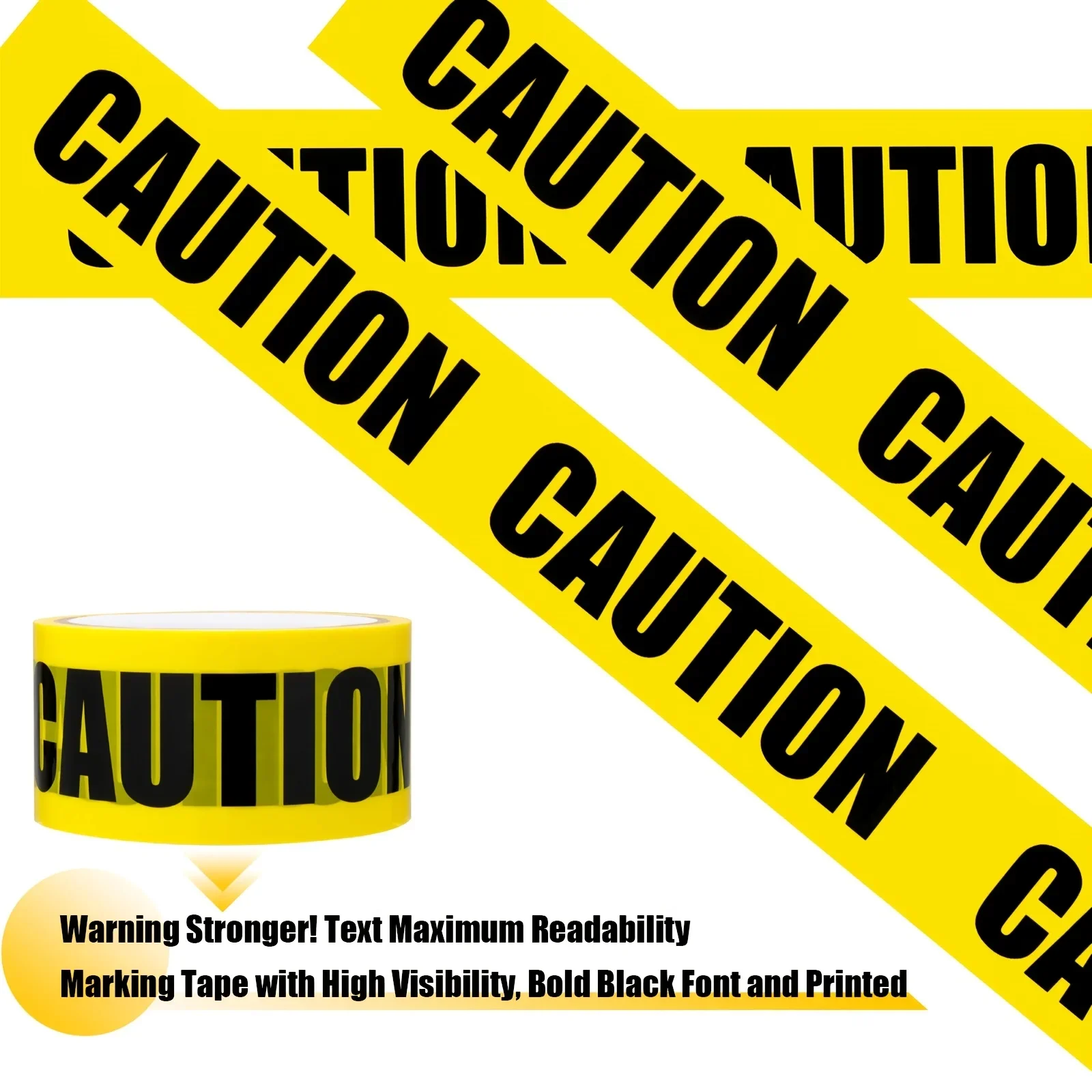 1Pc Self-Adhesive Caution Warning Tape, Black Yellow Safety Barricade Tape for Hazard Marking & Halloween Decor, 50M x 5CM