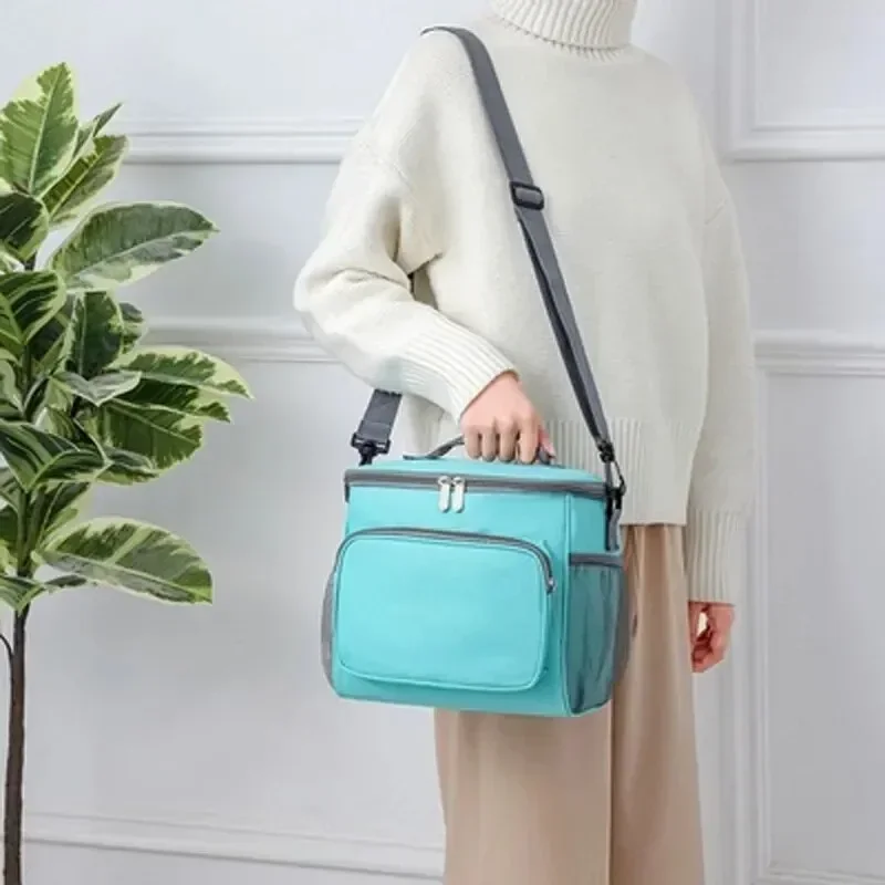 Camping Lunch Bag with Thick Insulation Oxford Fabric Large Capacity Manual Shoulder Carrier Outdoor Picnic Essential