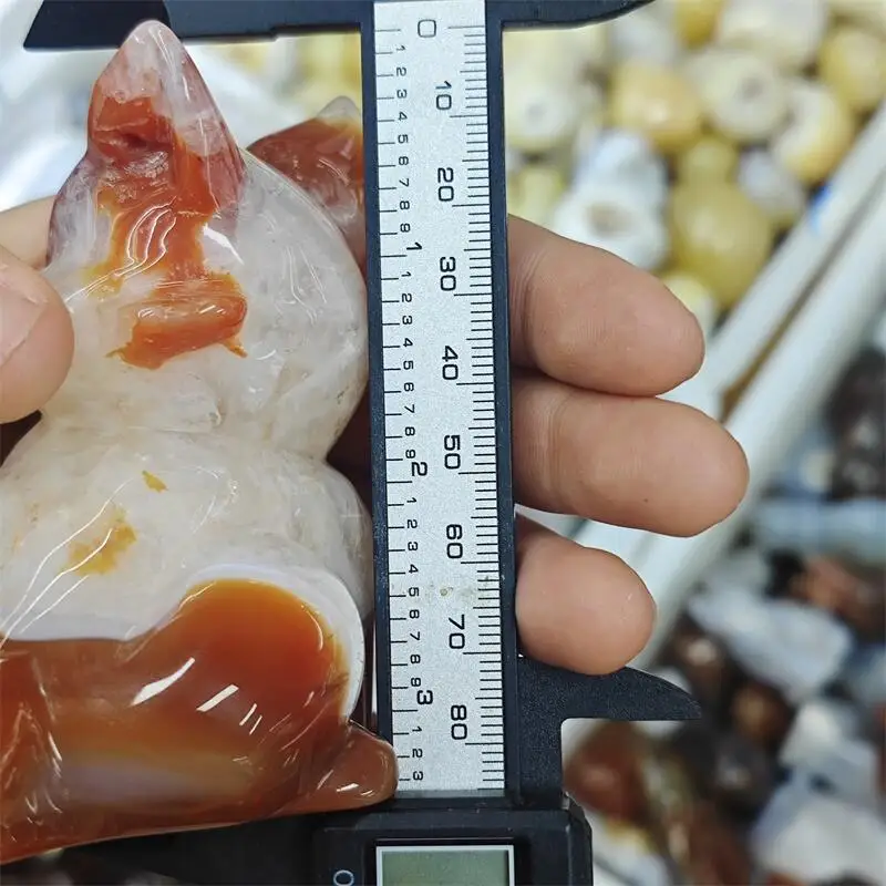 Natural Agate Nine-tailed Fox Carving Craft Animal Gift Crafts Feng Shui Home Decoration Stone Statues 1PCS