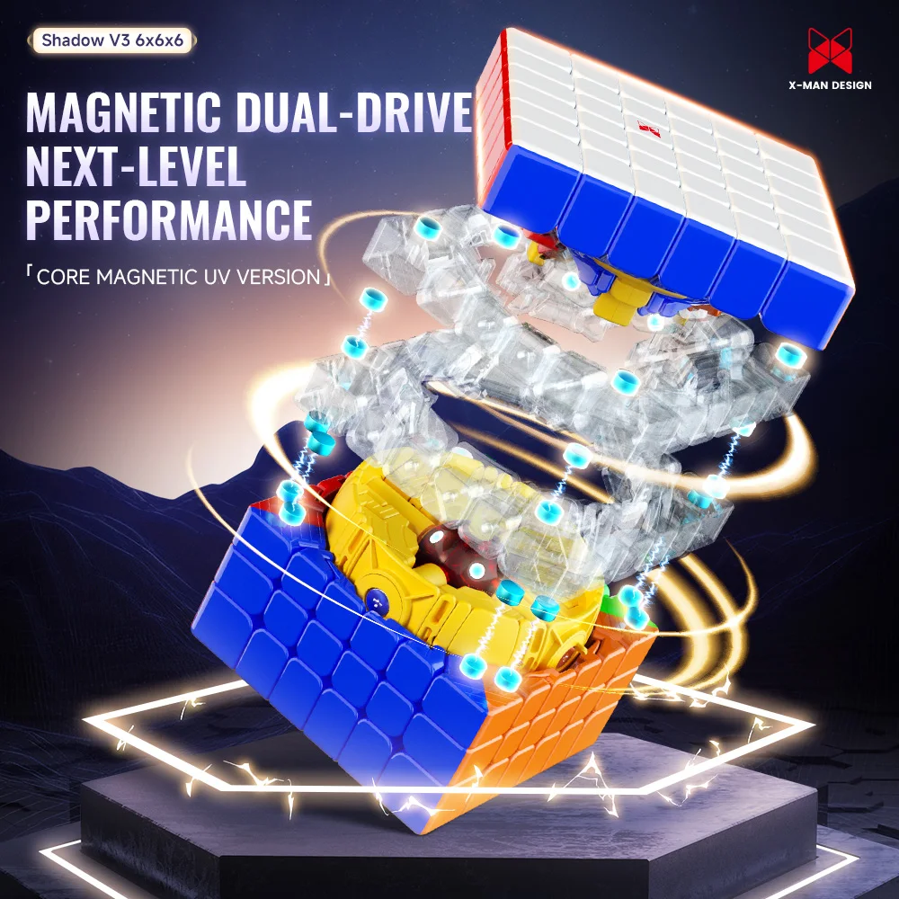 QiYi 6x6 X-Man Shadow V3 6x6x6 Core Magnetic UV Version Magnetic Speed Cube XMD Shadow V3 M 6x6 Puzzle Toys For Gift