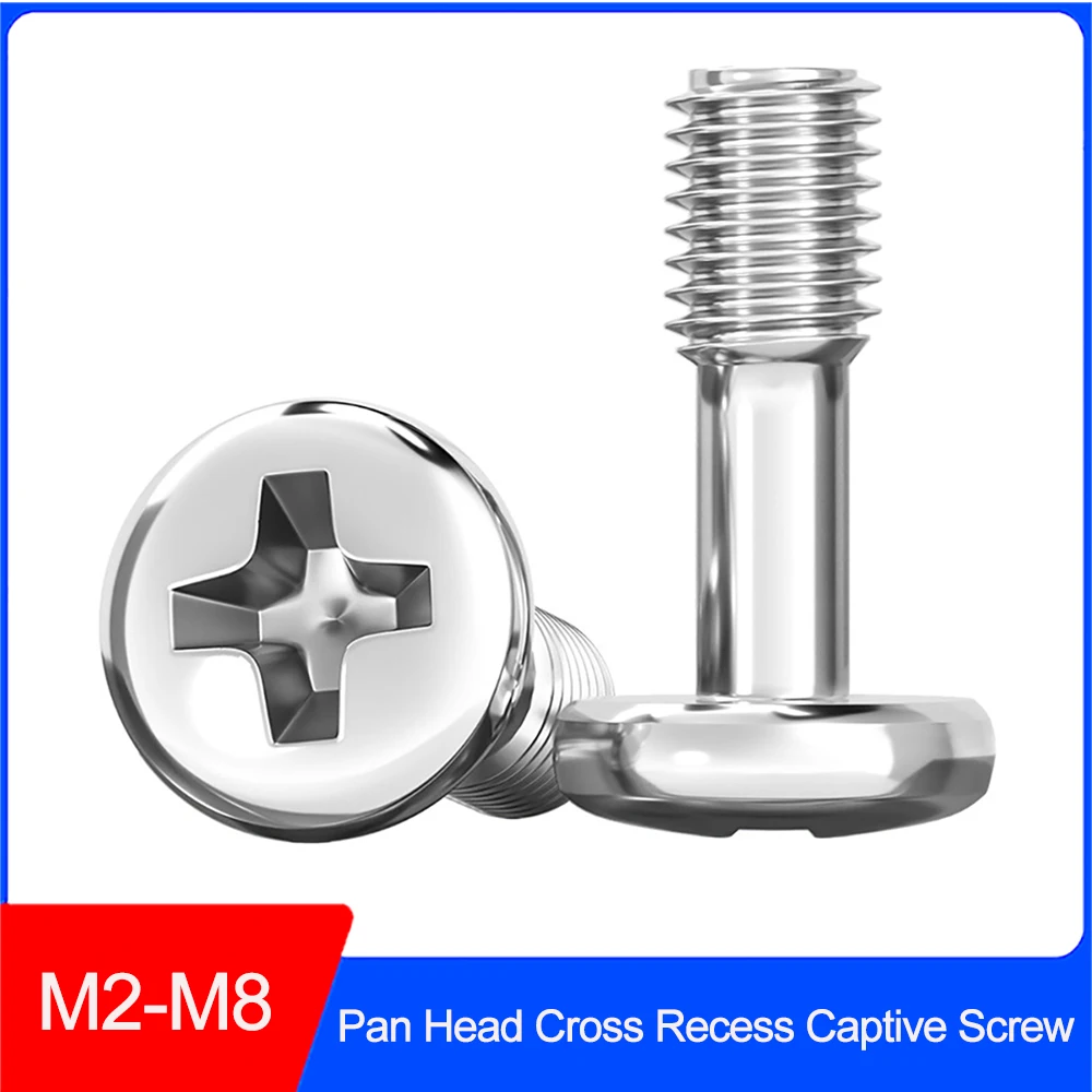 Vis à tête cylindrique cruciforme Phillips non-éjectable en acier inoxydable 304SS, demi-filetage M2 M2.5 M3 M4 M5 M6 M8