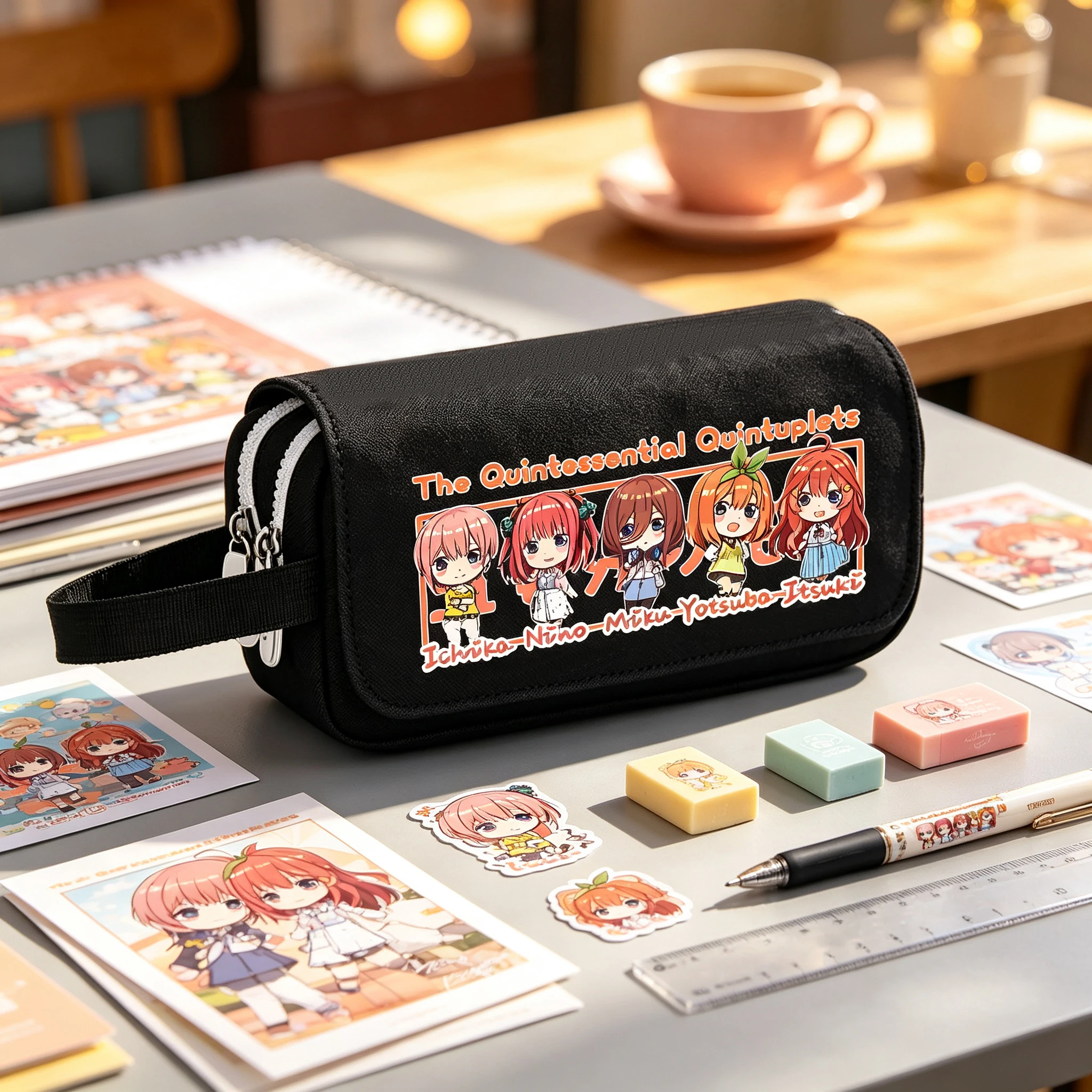 Anime The Quintessential Quintuplet Cartoon Design Oxford Storage Pencil Bags School Stationery Case Girls Makeup Cosmetic Bag