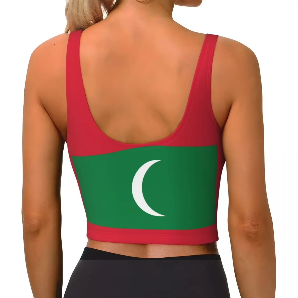 Maldives Flag Basic Tops Women Samba Sexy V-Neck Yoga Fitness Sports Tops