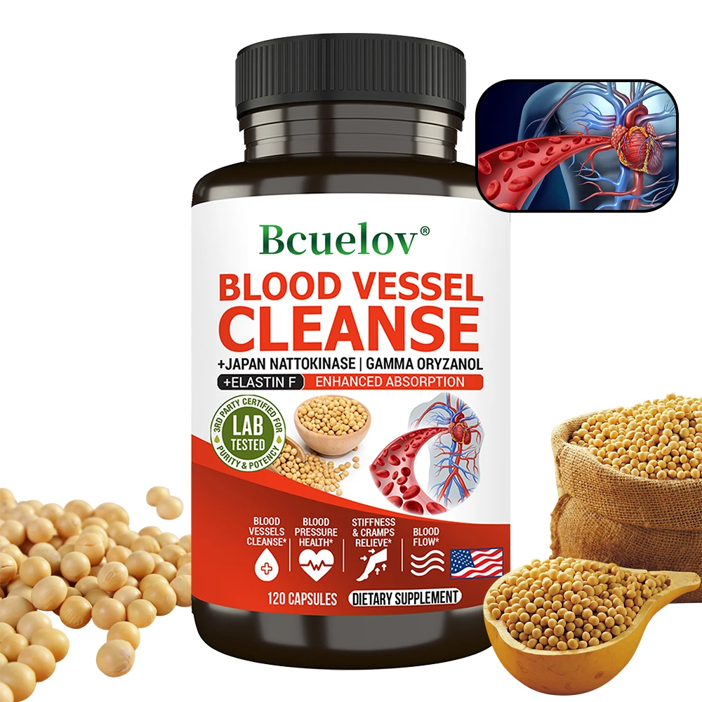 

Vascular Cleansing Supplement, Vessels and Cardiovascular Health, Blood Flow, for Clean & Flexible Blood Vessel, 120 Capsules