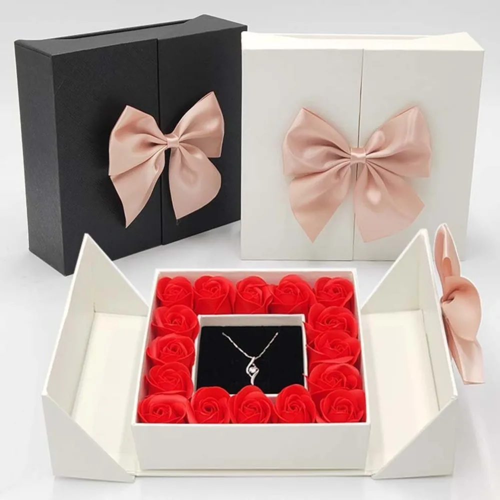 

Valentine's Day 16 Eternal Roses Gift Box 100 Languages Love You with Design Necklace Jewelry Gift Packaging Box Birthday Gifts