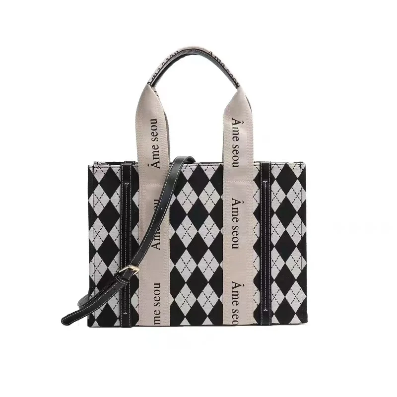 Bag houndstooth tote bag 2023 new portable large-capacity A4 class bag commuter Messenger bags for women