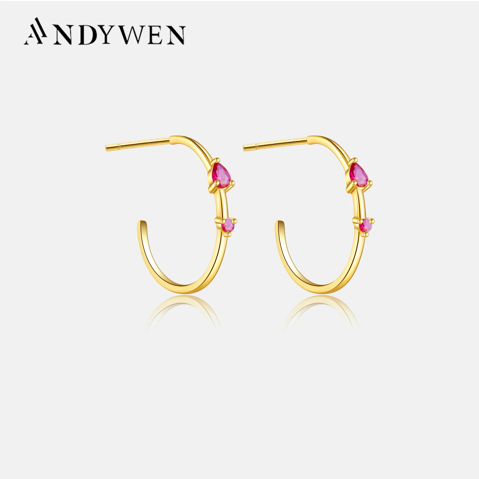 

Серьги-кольца ANDYWEN из серебра 100% пробы, 925 пробы, 15 мм