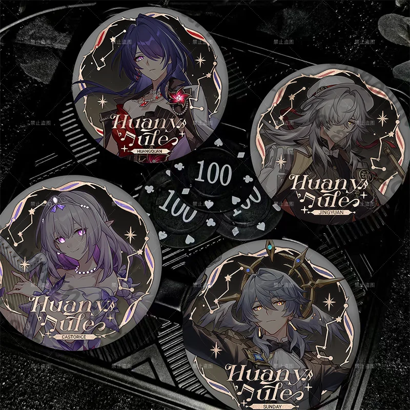 Honkai: Star Rail Castorice Acheron Herta Anime Doppio Flash Distintivo Spilla in banda stagnata Distintivo Medaglia Cartoon Cosplay Regalo 75mm