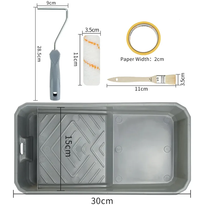 Complete Paint Tool Kit Includes Brushes, Rollers, Tray & More For Painting Home Wall Cabinets Doors Fences Ceilings