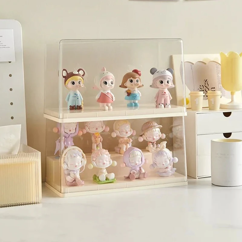 Vitrine acrylique à 3 niveaux pour objets de collection, figurines, rangement de jouets, organisateur, protection anti-poussière, présentoir pour badges