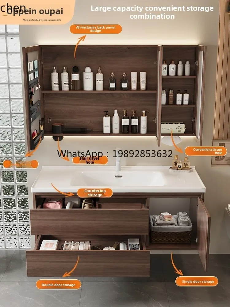 LYY السيراميك المتكاملة حوض الحمام مجلس الوزراء مزيج الحمام الجوز مغسلة مغسلة خزانة الحمام #3