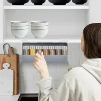 Kitchen Storage Rack Seasoning Bottle Self-adhesive Spice Organizer Rack Under Desk Drawer Hidden Kitchen Supplies Storage