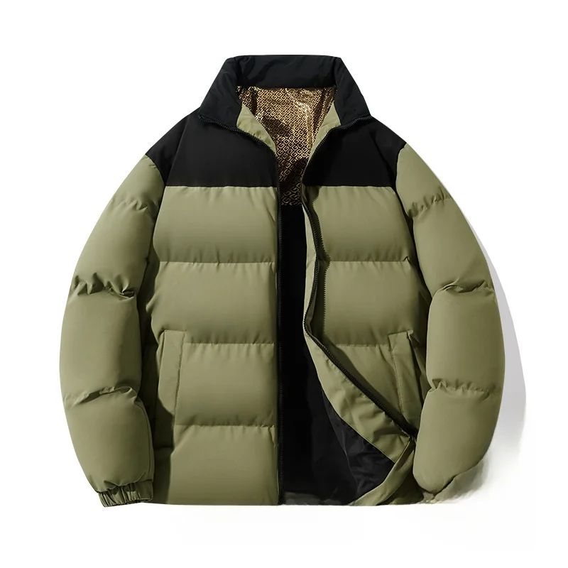 الرجال أسفل Jaet Thiened الدافئة عارضة الوقوف طوق سليم صالح مكافحة البرد القطن ملابس خارجية Faionable الخريف الشتاء معطف #4