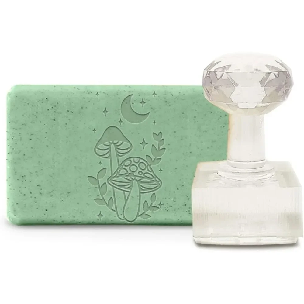 

Acrylic Soap Stamp Mushrooms Handmade Soap Stamp with Handle 1.57" Soap Embossing Stamp for Cookie Clay Pottery Stamp