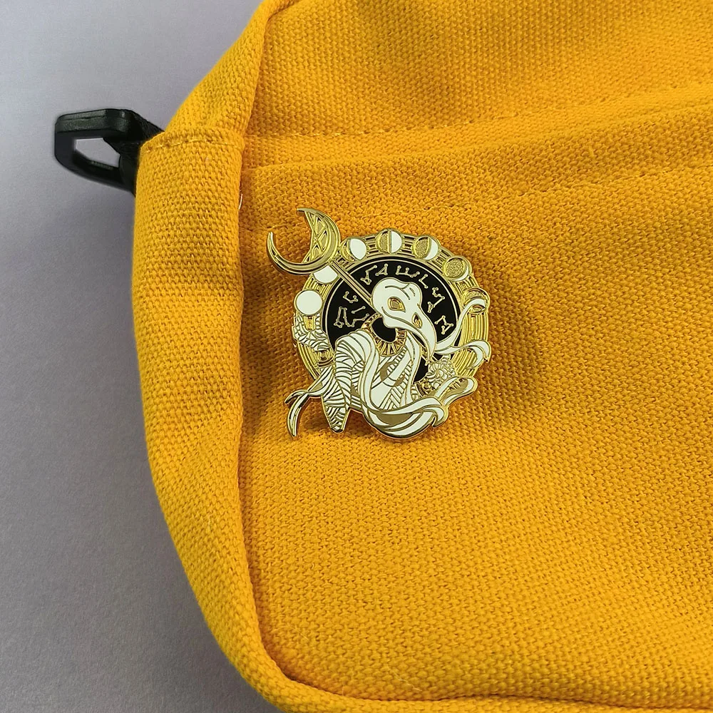 Classic anime character periphery brooch Egyptian mythology Moon God Khonsu Enamel Pin Moon Phase Constellation Badge decoration