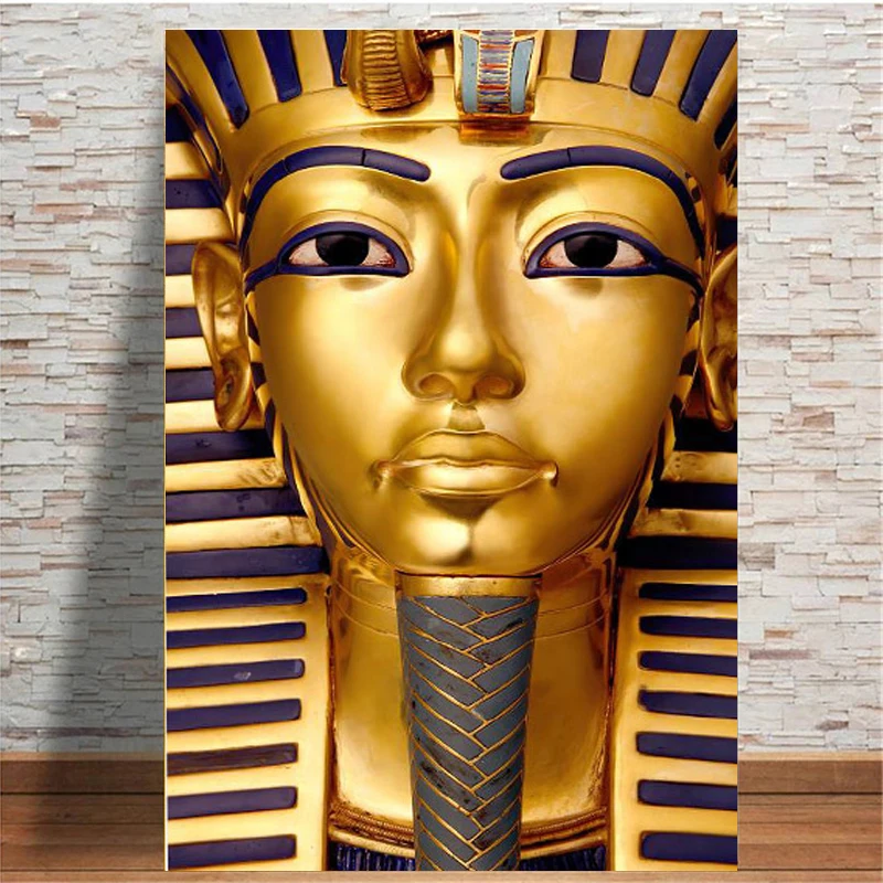 Golden Tutankhamun Ancient Egyptian Pharaoh Canvas Painting Poster Prints Wall Art Picture for Living Room Home Decor Cuadros