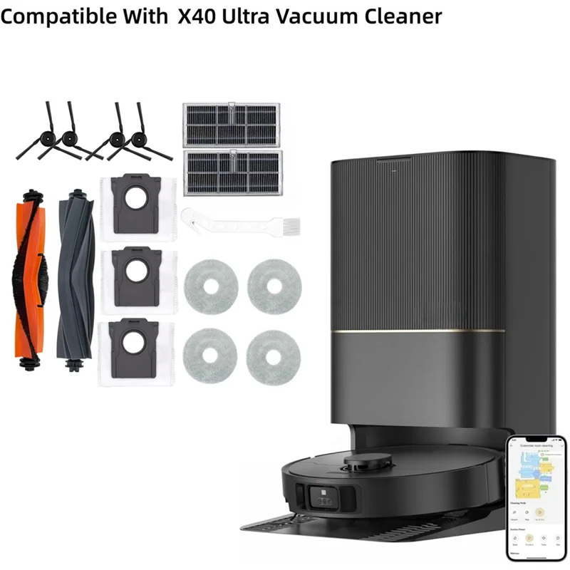 

B06B-Accessories For Dreame X40 Ultra Robotic Vacuum Brush Roller Mop Pads Dust Bags Active Carbon Filters Side Brush