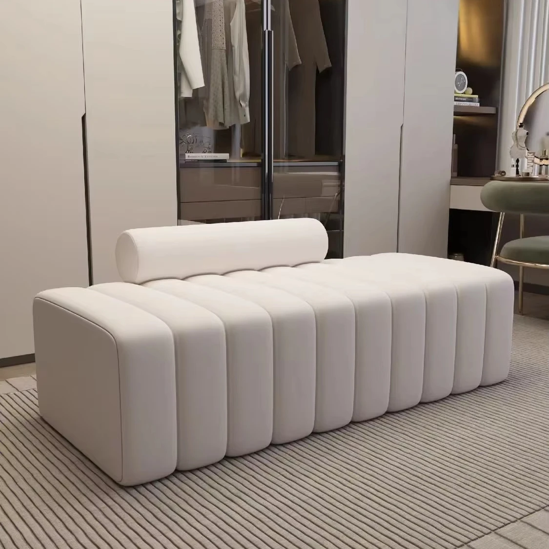 

Креативный кожаный офисный диван для отдыха, длинная скамейка для маникюра, зоны ожидания, салон красоты, диван, табурет и пуфик