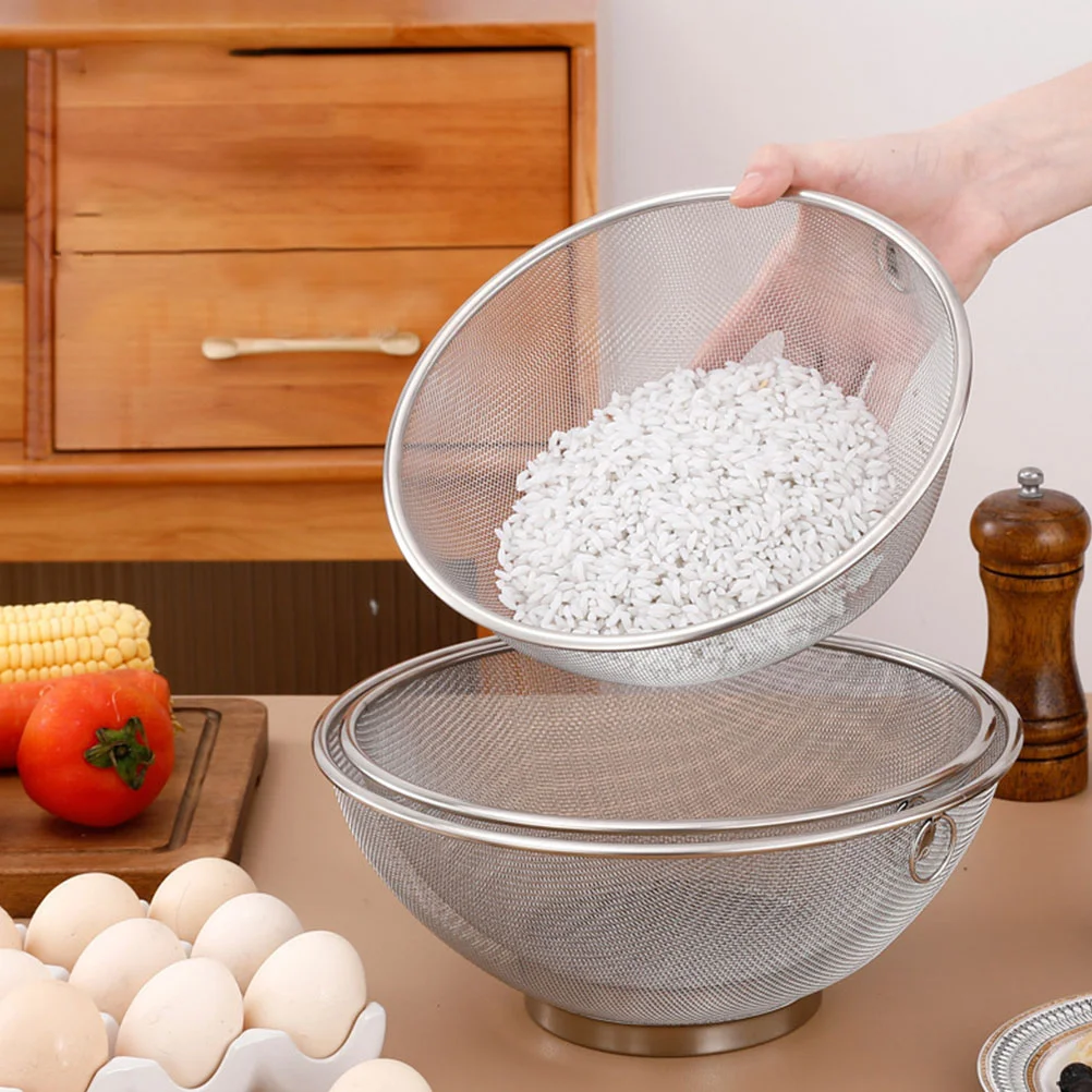 Stainless Steel Rice Basket Sink Colander Strainer Large Strainers Fine Mesh Laundry Drainer Kitchen Net Filter Screen