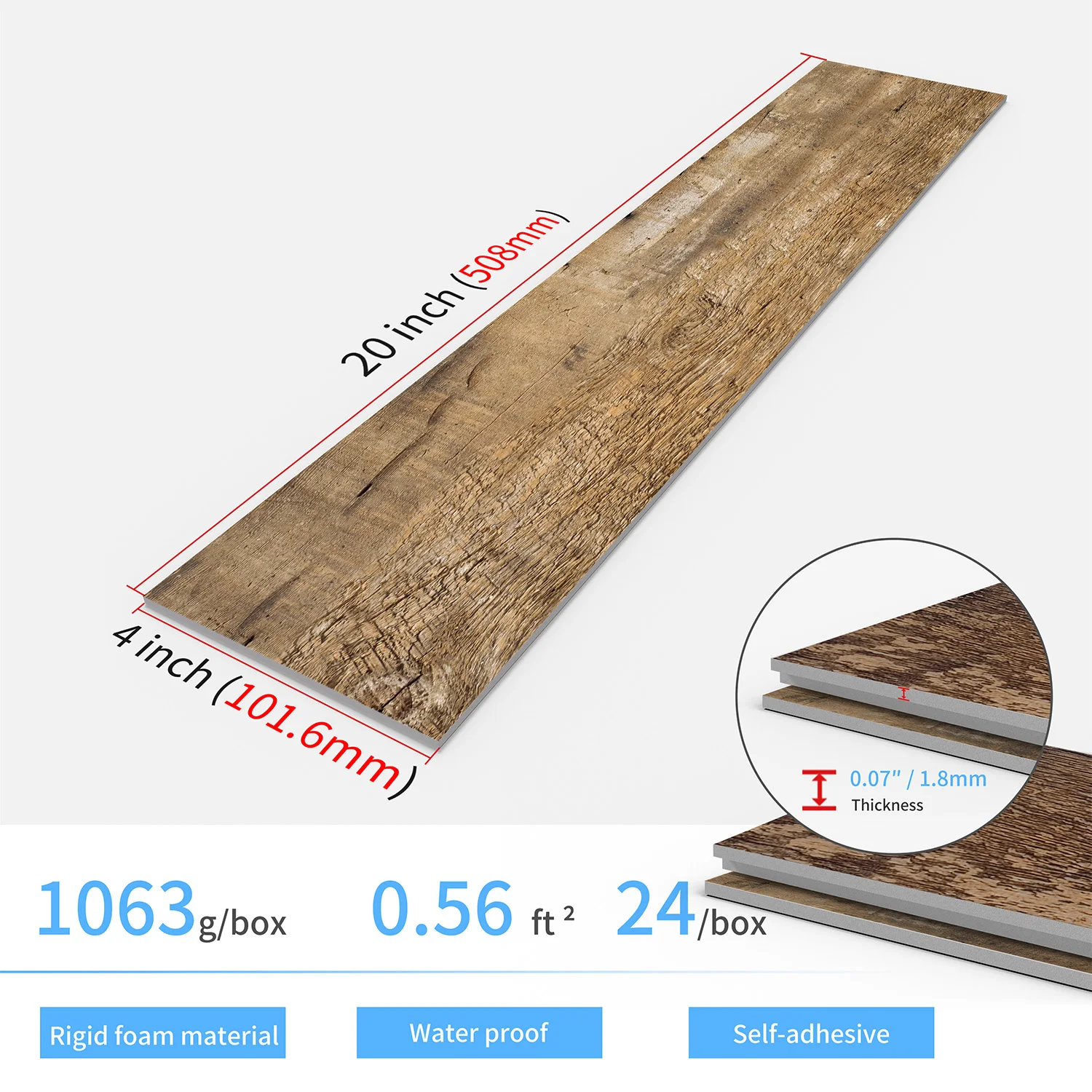24 قطعة رغوة سميكة كريستال متجمد بلاط جدار ملصقات أرضية الخشب الحبوب ورق ديكور المنزل للجدار الطابق سقف الموقد 20x4 بوصة