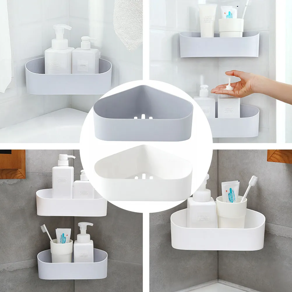 2Pcs Premium Plastic Wall Mount Bathroom Storage Rack Compact Drawer Design for Toothbrush Toothpaste Shampoo Draining Kitchen