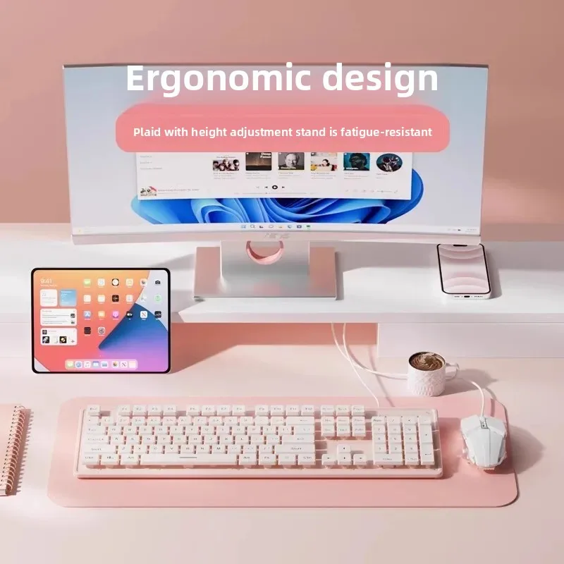 

Шоколадный беспроводной проводной набор мышей для офиса, универсальный для печати, ноутбука, настольного компьютера, бесшумная клавиатура и мышь для девочек, комбинированная