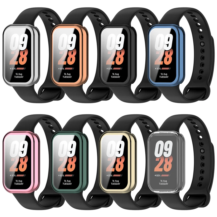 Soft TPU Protective Shell For Xiaomi Band 8 Active Case Full Cover Screen Protector For Mi Band 8 Active Bumper Frame Accessory