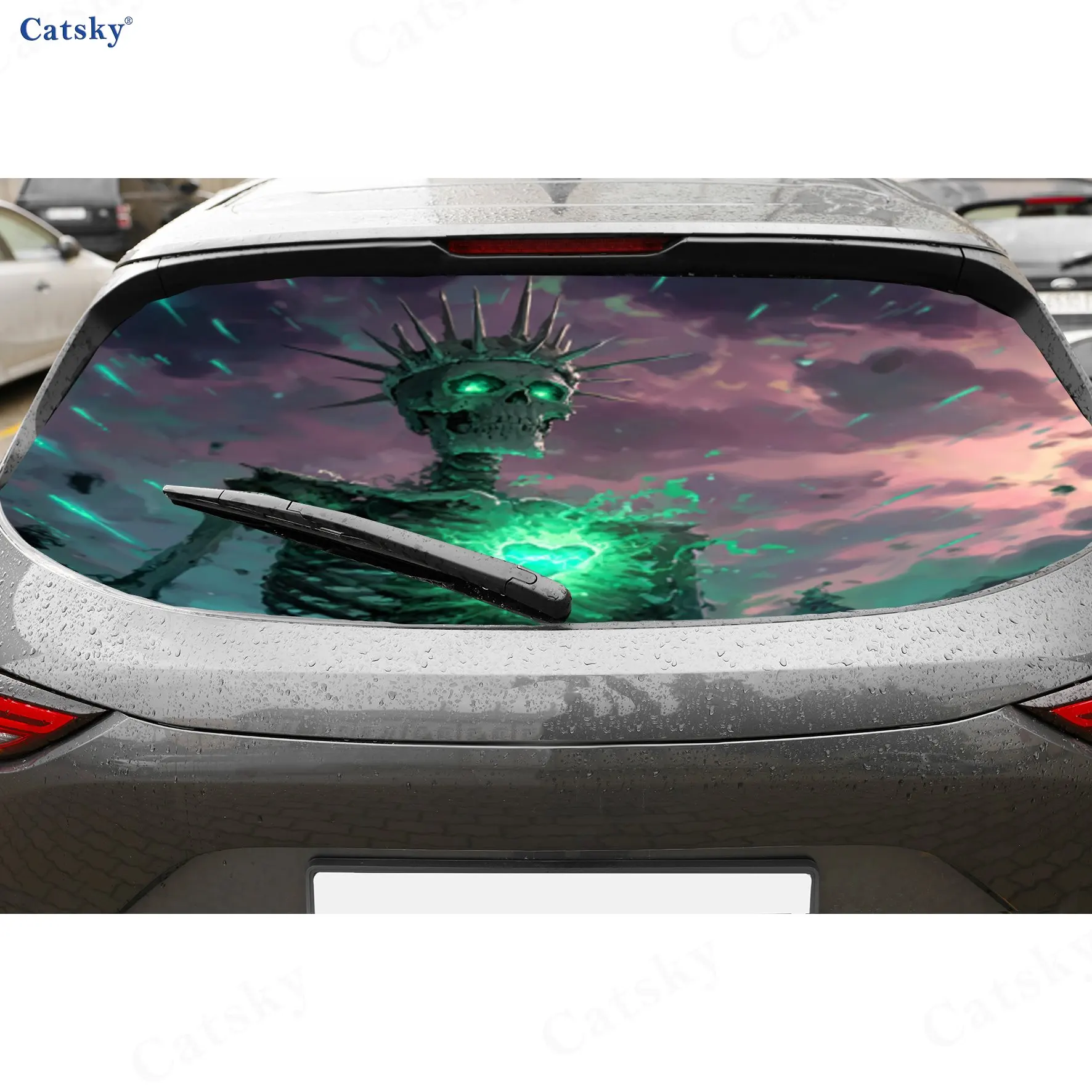 

Green Skull Giant PVC material self-adhesive waterproof car rear window sticker, easy to paste without falling off, waterproof a