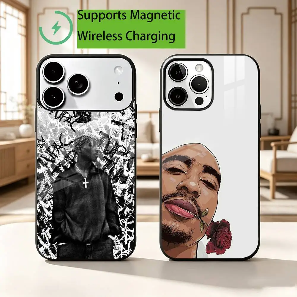 R-Rapper Tupac Amaru Shakur 2Pac Phone Case For iPhone17,16,15,14,13,12,11 Plus,Pro Magnetic For Magsafe Wireless Charging Gift