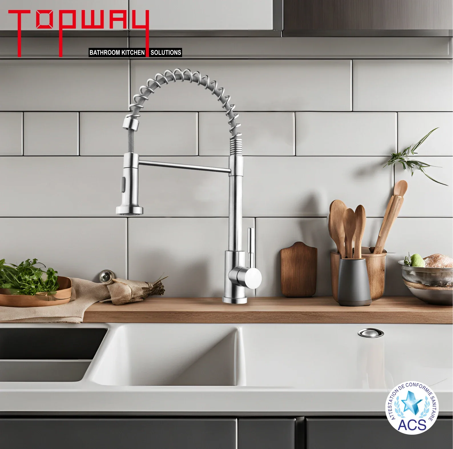 TOPWAY ACS CE SS304 Spring Sink Faucet Pull Down 2 JETS DUAL Functions Multiple styles telescopic Kitchen Taps Mixer Faucet