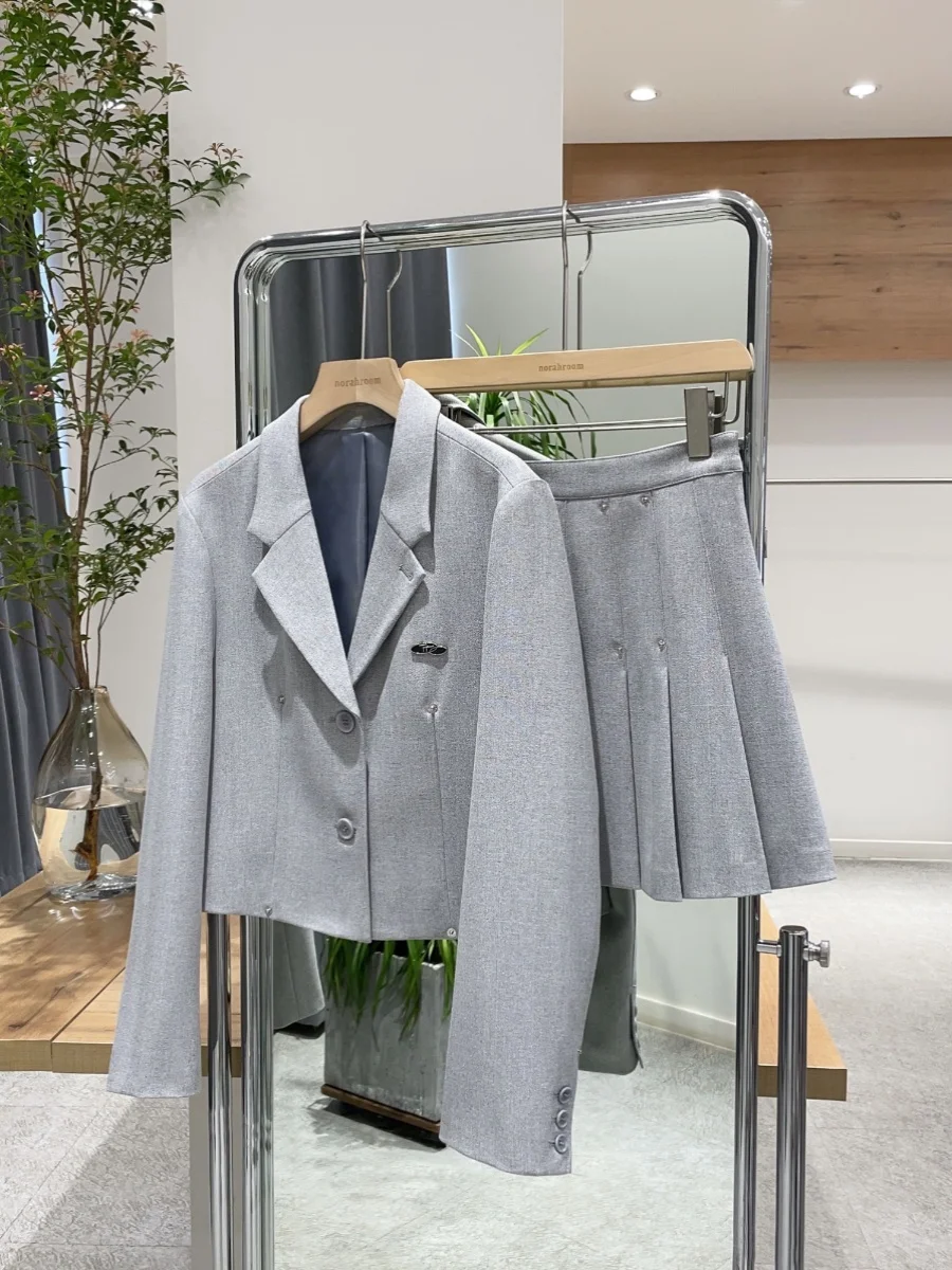 

Nok Xiaola Authentic Spring 2025 Brand RC Sweet Cool Sle Suit Skirt Set Commute Sle Straight Tube Long Sve ...