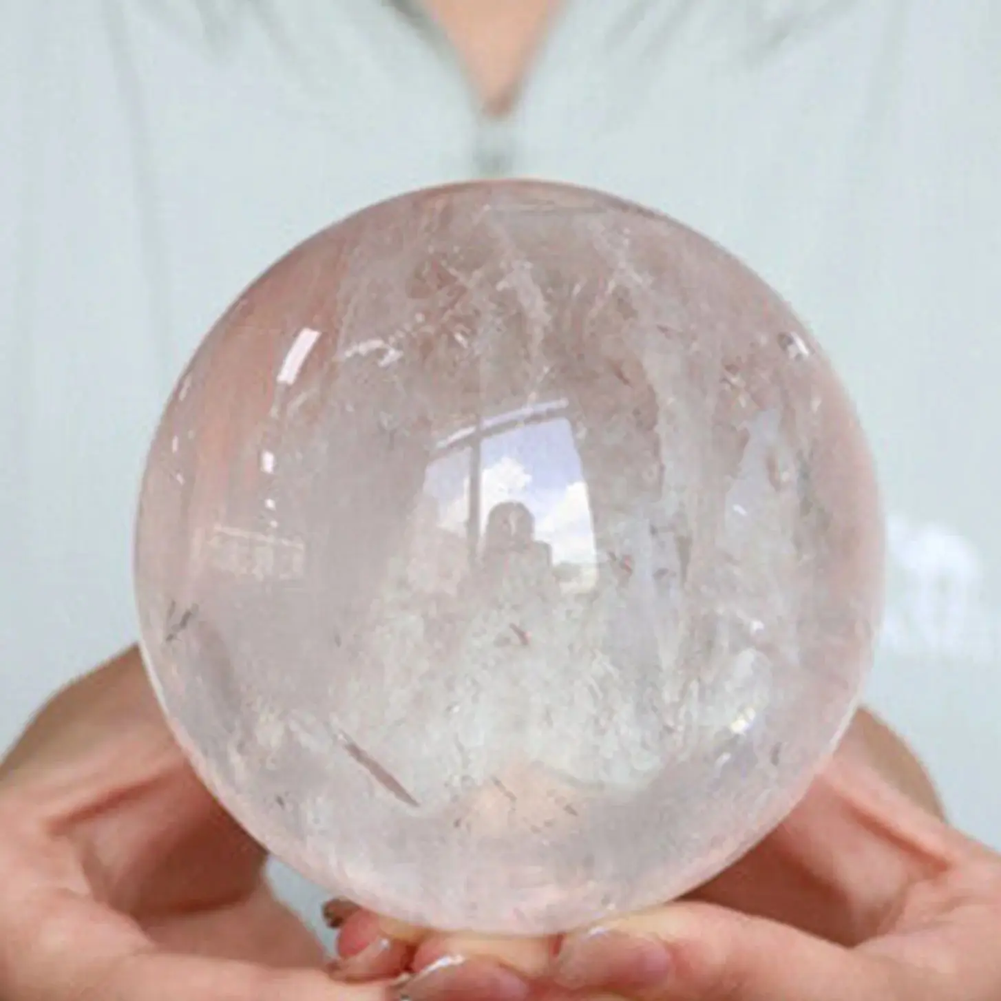 1-55 Pound Very Large Natural Transparent Quartz Ball, Heal White Crystal Ball Energy Healing Wealth Home Degaussing Decorative